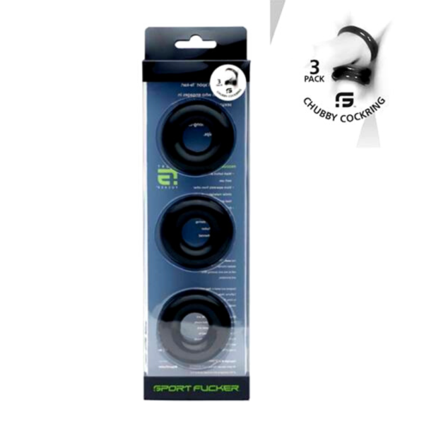 Sport Fucker Chubby Cockring 3-Pack Black