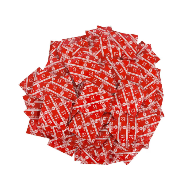 London condoms red with strawberry flavor - 1000 pieces