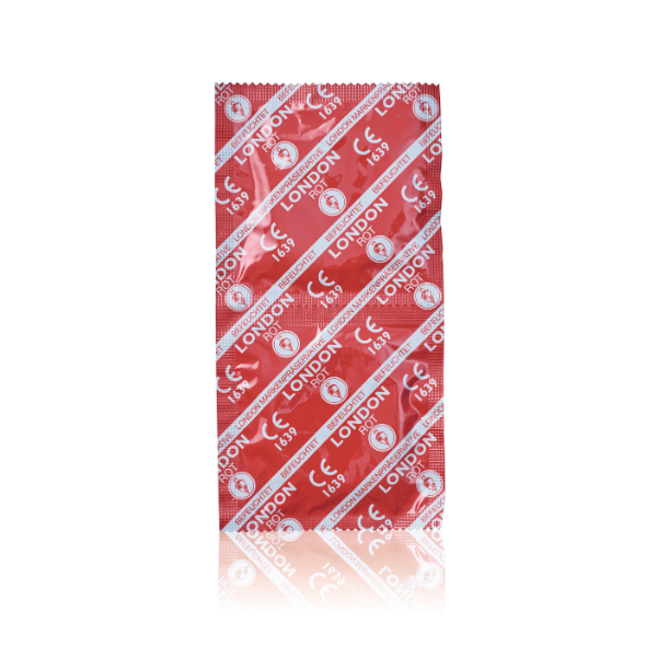 London condoms red with strawberry flavor - 100 pieces