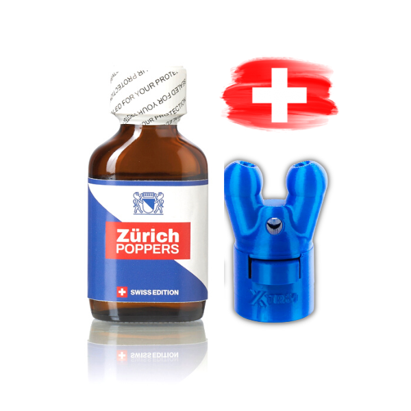 Sniff it Zürich-Combo! Zürich Poppers 24ml mit Poppers Booster Cap XTRM Double Small Blue LEAK PROOF